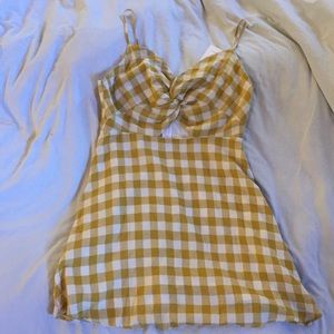 Yellow and White Checked Mini Dress New Size Med